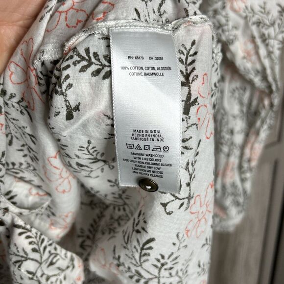 Anthropologie Button Up Shirt Embroidered Floral Lightweight Oversized M/L - Picture 7 of 8